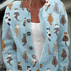 Purrelle - Cat Print Knit Cardigan Cosy Layering — view 3 of 3
