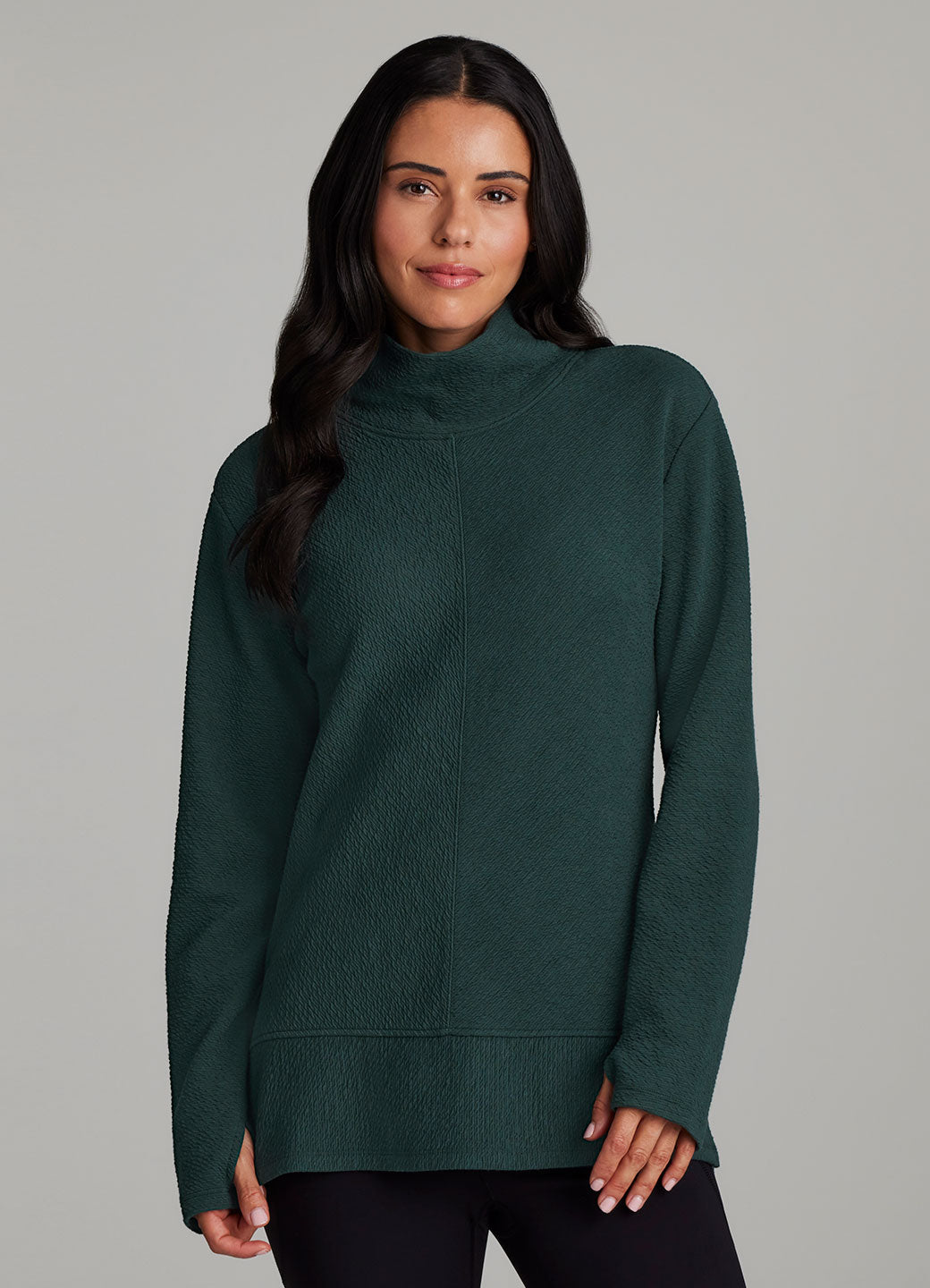 Vellara - Jacquard Mock Neck Tunic Pullover Casual Layering — view 10 of 10