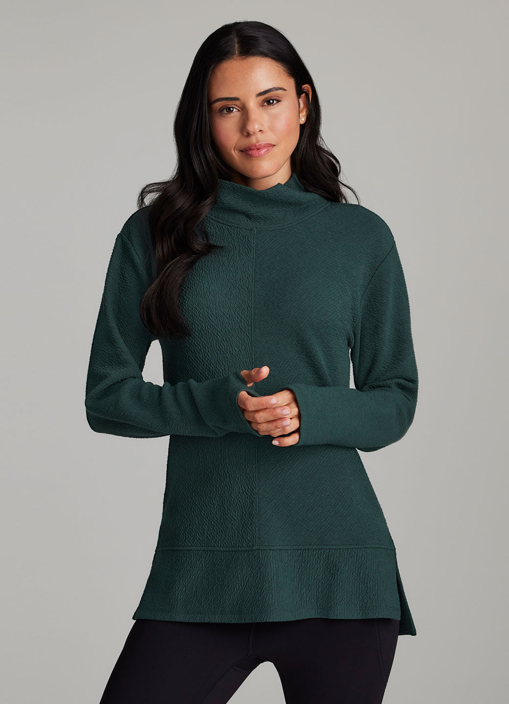 Vellara - Jacquard Mock Neck Tunic Pullover Casual Layering — view 6 of 10