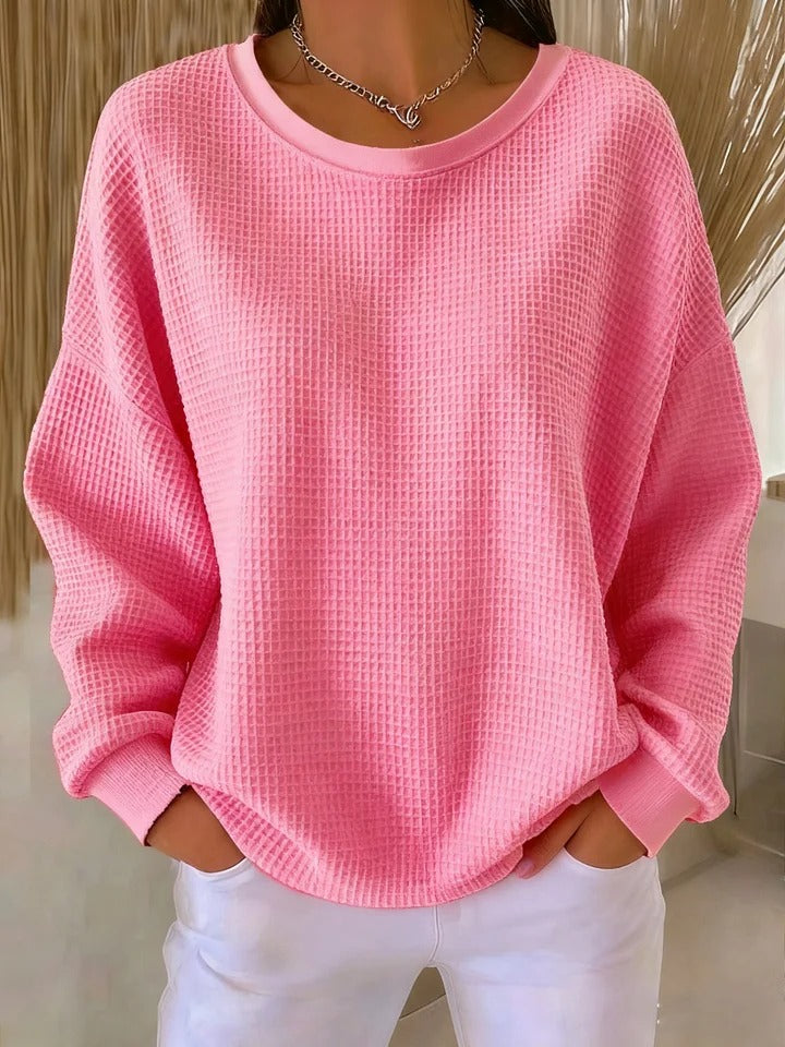 Wafferly - Oversized Waffle Knit Sweater Casual Everyday Wear — view 2 of 10