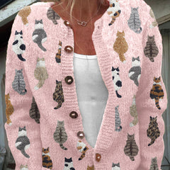Purrelle - Cat Print Knit Cardigan Cosy Layering — view 2 of 3
