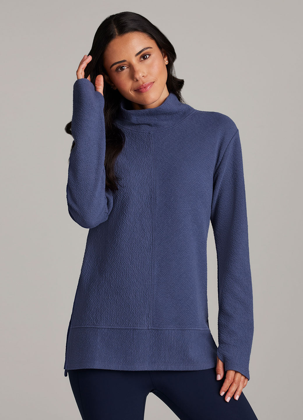 Vellara - Jacquard Mock Neck Tunic Pullover Casual Layering — view 4 of 10