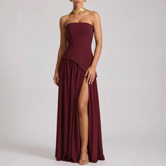 Auragown - Strapless Asymmetric Flowy Maxi Dress Attending Formal Events