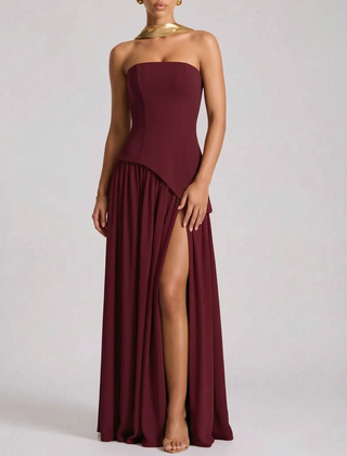Auragown - Strapless Asymmetric Flowy Maxi Dress Attending Formal Events
