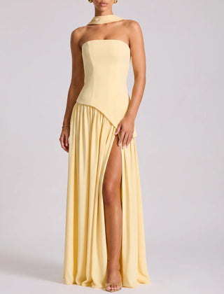 Auragown - Strapless Asymmetric Flowy Maxi Dress Attending Formal Events