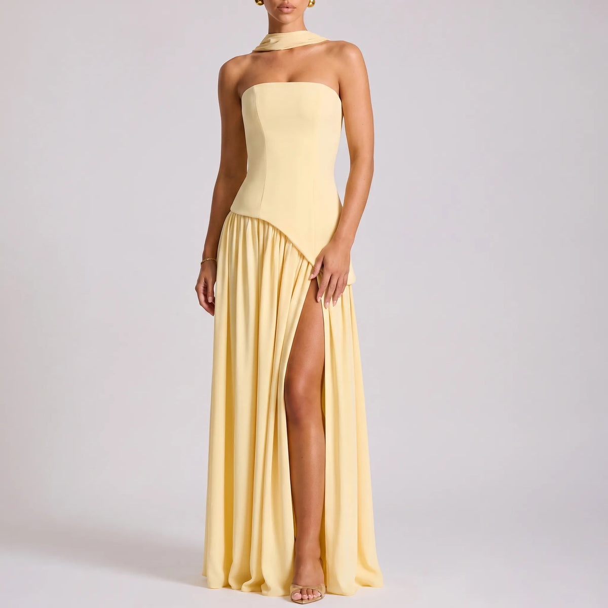 Auragown - Strapless Asymmetric Flowy Maxi Dress Attending Formal Events