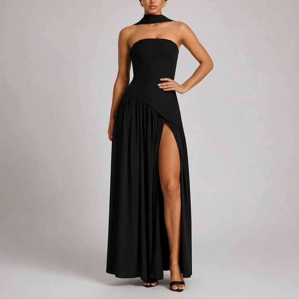 Auragown - Strapless Asymmetric Flowy Maxi Dress Attending Formal Events