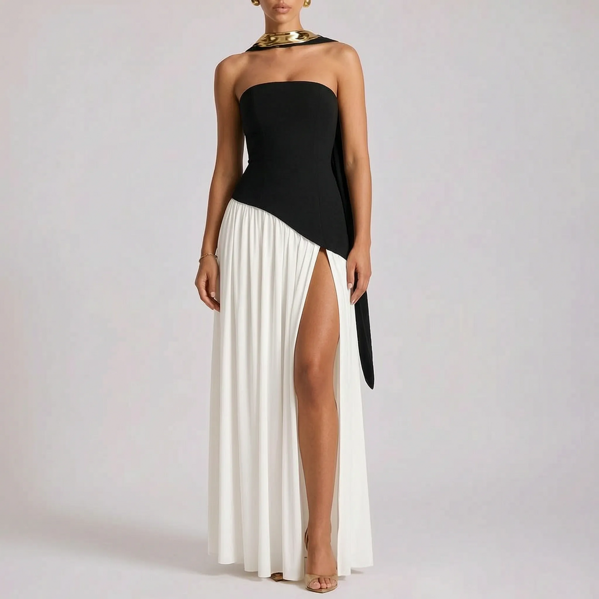 Auragown - Strapless Asymmetric Flowy Maxi Dress Attending Formal Events