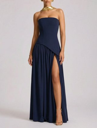 Auragown - Strapless Asymmetric Flowy Maxi Dress Attending Formal Events