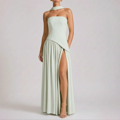Auragown - Strapless Asymmetric Flowy Maxi Dress Attending Formal Events