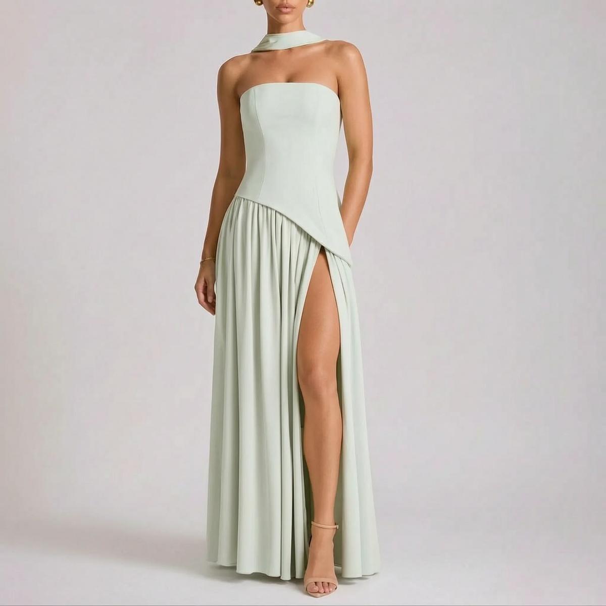 Auragown - Strapless Asymmetric Flowy Maxi Dress Attending Formal Events
