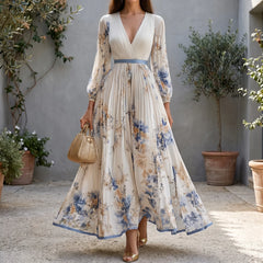 Aurelle - Flowy Pleated Floral Maxi Dress Attending Formal Events
