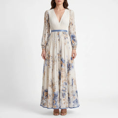 Aurelle - Flowy Pleated Floral Maxi Dress Attending Formal Events