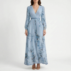 Aurelle - Flowy Pleated Floral Maxi Dress Attending Formal Events