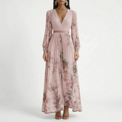 Aurelle - Flowy Pleated Floral Maxi Dress Attending Formal Events