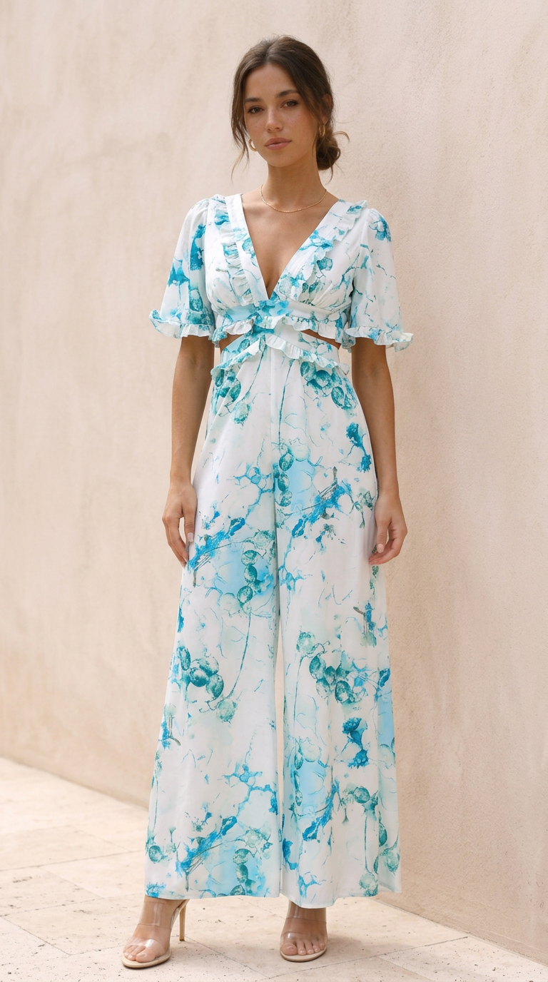 Corsalia - Printed Wide Leg Jumpsuit Summer Occasions — view 2 of 4