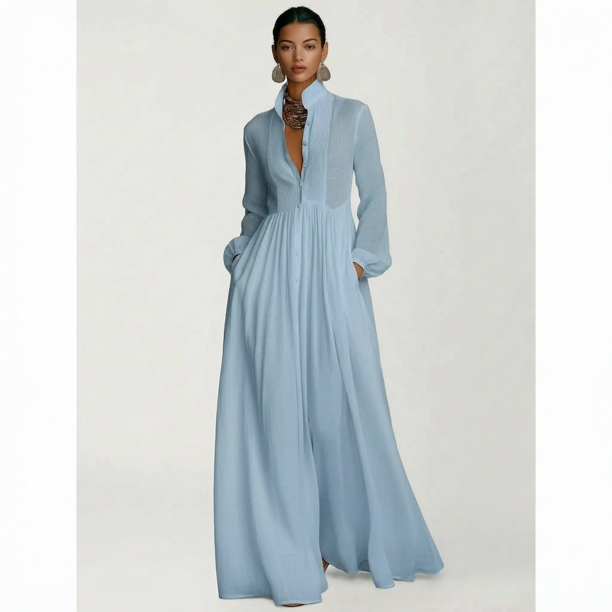 Lumera - Flowy Long Sleeve Shirt Dress Weekend Getaways