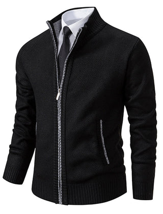 Corvellan - Textured Knit Zip Sweater Cooler Days — view 2 of 8