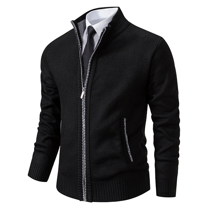 Corvellan - Textured Knit Zip Sweater Cooler Days — view 2 of 8