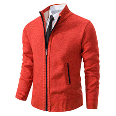 Corvellan - Textured Knit Zip Sweater Cooler Days — view 6 of 8