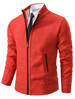 Corvellan - Textured Knit Zip Sweater Cooler Days — view 6 of 8