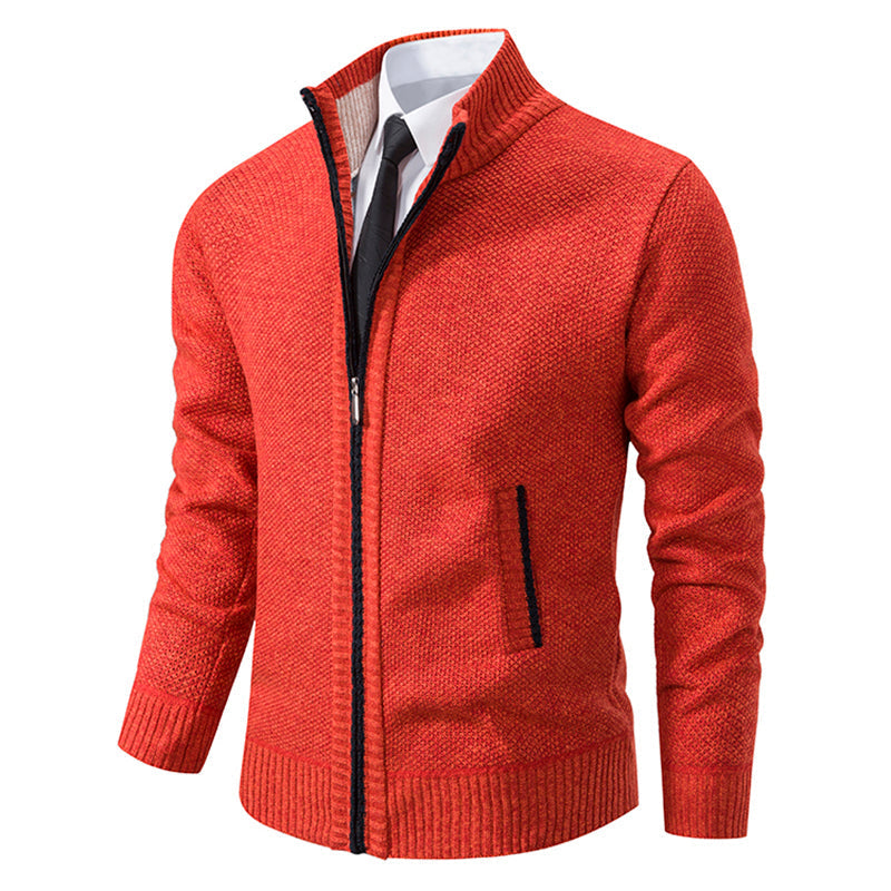 Corvellan - Textured Knit Zip Sweater Cooler Days — view 6 of 8