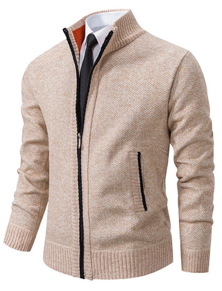 Corvellan - Textured Knit Zip Sweater Cooler Days — view 3 of 8