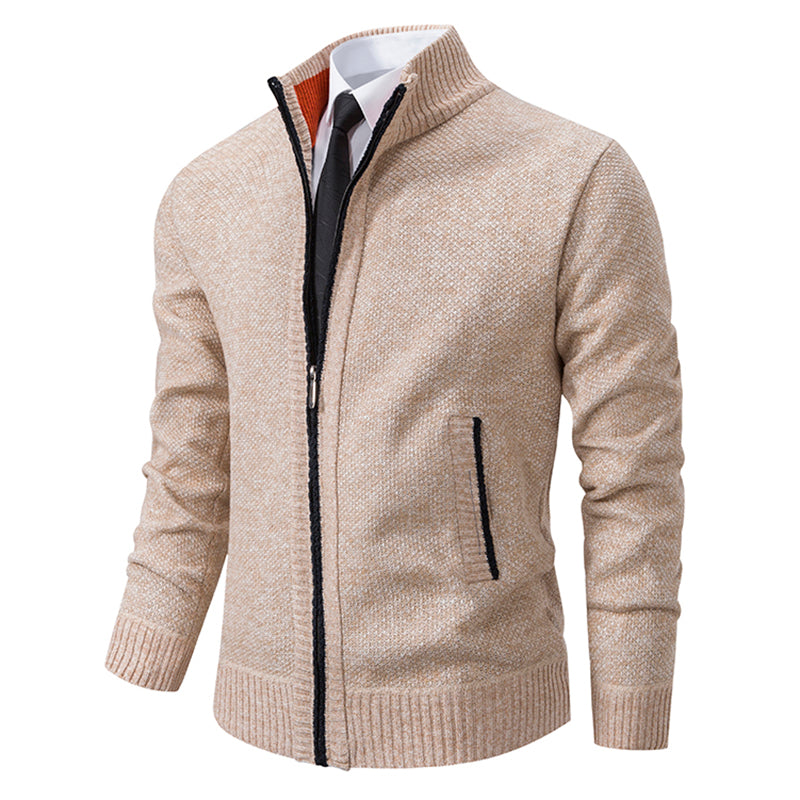 Corvellan - Textured Knit Zip Sweater Cooler Days — view 3 of 8