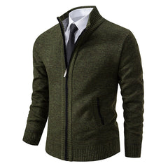 Corvellan - Textured Knit Zip Sweater Cooler Days