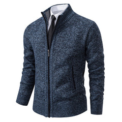Corvellan - Textured Knit Zip Sweater Cooler Days — view 5 of 8