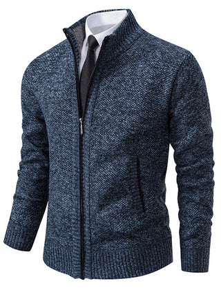 Corvellan - Textured Knit Zip Sweater Cooler Days — view 5 of 8