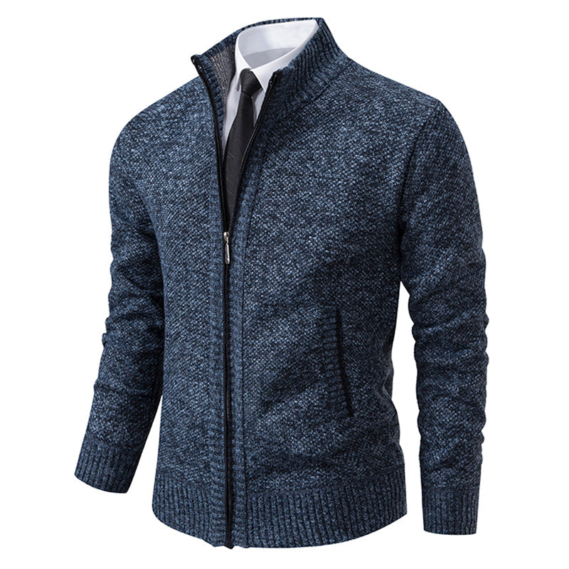 Corvellan - Textured Knit Zip Sweater Cooler Days — view 5 of 8