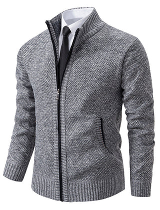 Corvellan - Textured Knit Zip Sweater Cooler Days — view 4 of 8