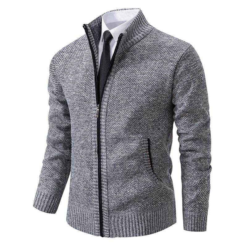 Corvellan - Textured Knit Zip Sweater Cooler Days — view 4 of 8