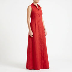 MaxiLuxe - Sleeveless Maxi Shirt Dress Smart Casual Office