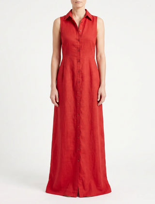 MaxiLuxe - Sleeveless Maxi Shirt Dress Smart Casual Office