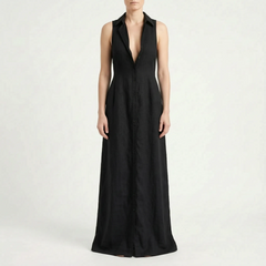 MaxiLuxe - Sleeveless Maxi Shirt Dress Smart Casual Office