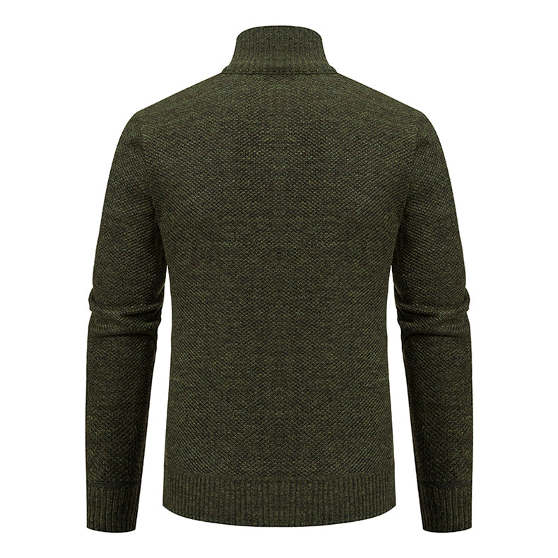 Corvellan - Textured Knit Zip Sweater Cooler Days — view 8 of 8