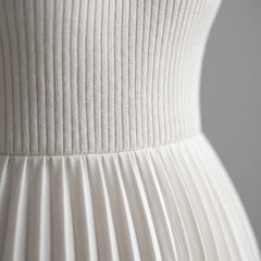 Pleatara - Sleeveless Pleated White Maxi Dress Upscale Dinners