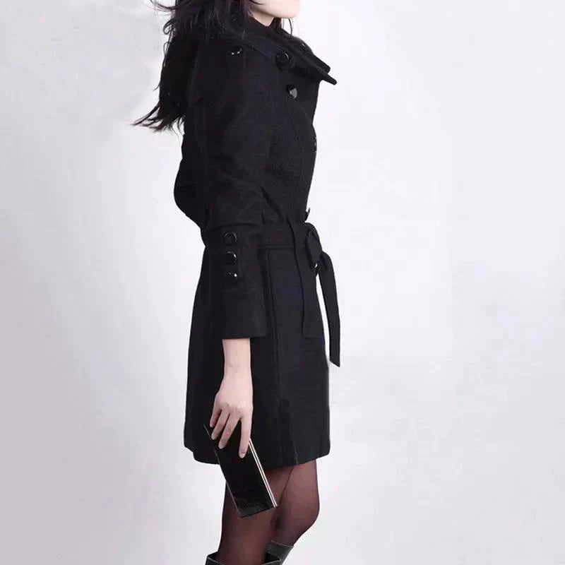 Corvane - Belted Wool Blend Trench Coat Business Casual — view 2 of 4
