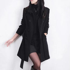 Corvane - Belted Wool Blend Trench Coat Business Casual