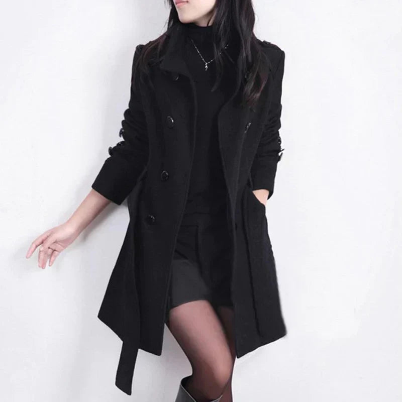 Corvane - Belted Wool Blend Trench Coat Business Casual