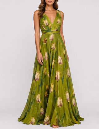 TulipaMaxi - Flowy Floral A Line Maxi Dress Wedding Guest Attire