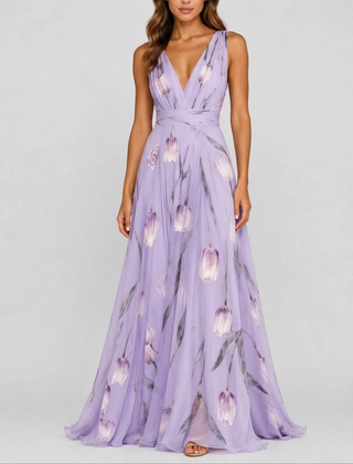 TulipaMaxi - Flowy Floral A Line Maxi Dress Wedding Guest Attire