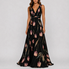 TulipaMaxi - Flowy Floral A Line Maxi Dress Wedding Guest Attire