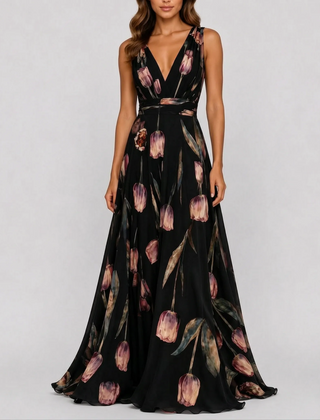 TulipaMaxi - Flowy Floral A Line Maxi Dress Wedding Guest Attire