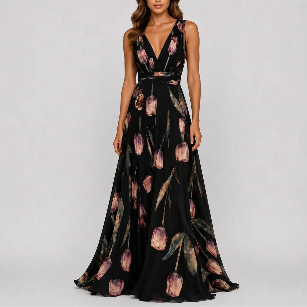 TulipaMaxi - Flowy Floral A Line Maxi Dress Wedding Guest Attire