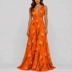 TulipaMaxi - Flowy Floral A Line Maxi Dress Wedding Guest Attire