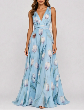 TulipaMaxi - Flowy Floral A Line Maxi Dress Wedding Guest Attire