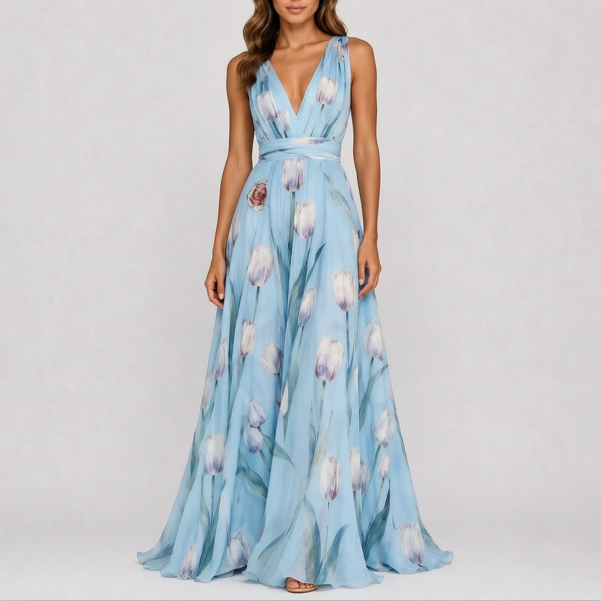 TulipaMaxi - Flowy Floral A Line Maxi Dress Wedding Guest Attire